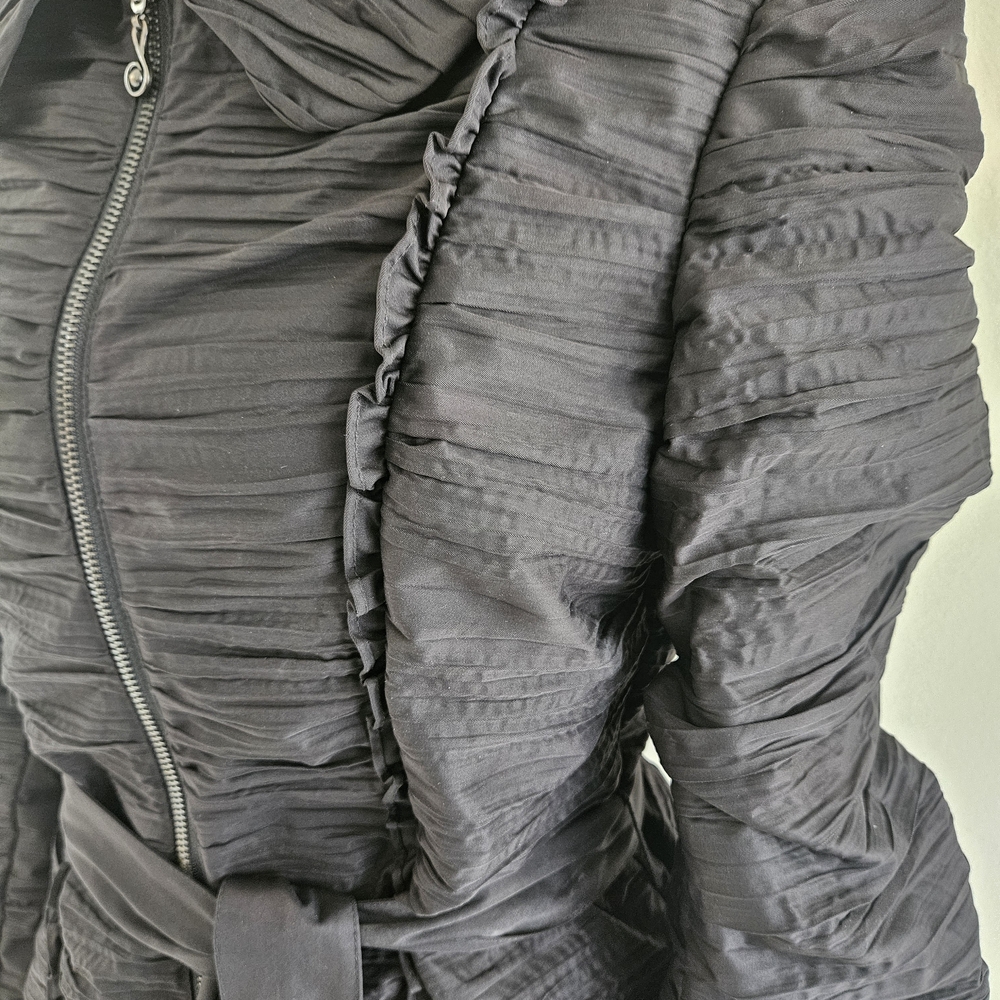 Samuel Dong Black Ruched Long Coat - Picture 3 of 3